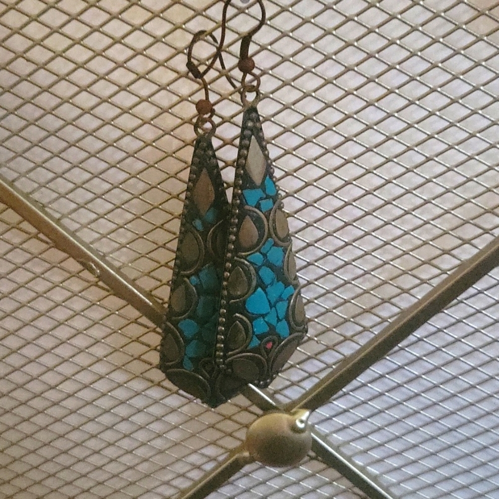 Blue Metal Earring